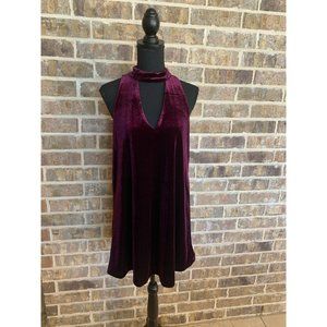 Do + Be women's velvet high neck purple dress textured size small mini shift